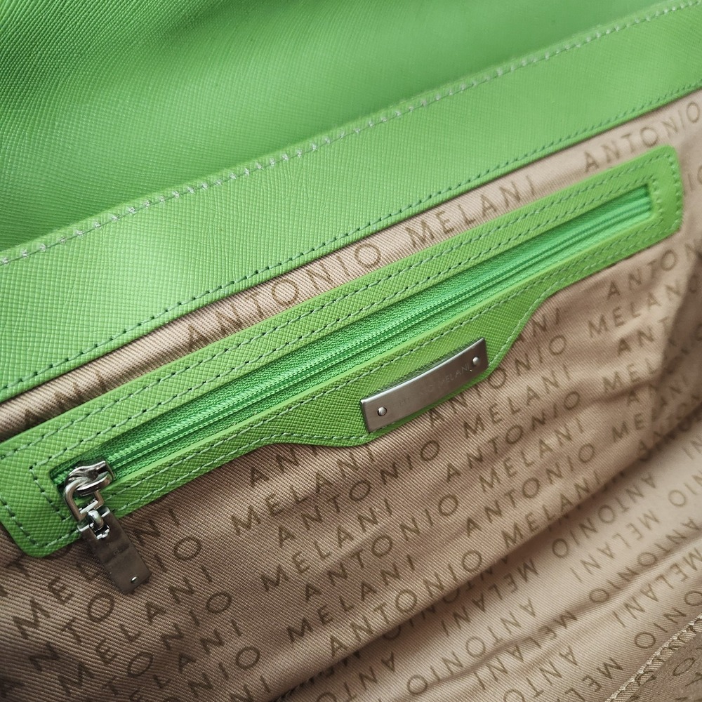 Antonio Melani Women Shoulder Bag Purse Green Ivory Leather Trim Spring Summer - Picture 10 of 16